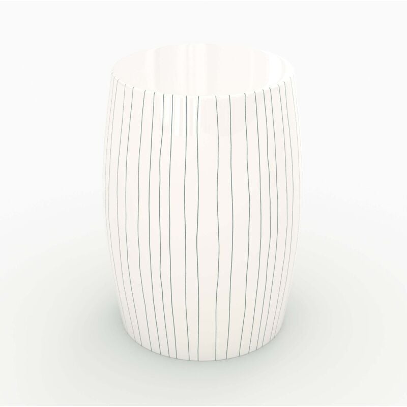 Table d'appoint ronde en métal blanc rayé D26 cm - NELLO