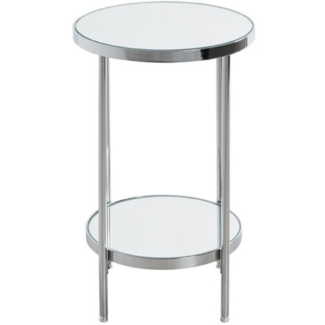 Table d'appoint ronde en métal chromé et verre -diamètre 29 x hauteur 46 cm