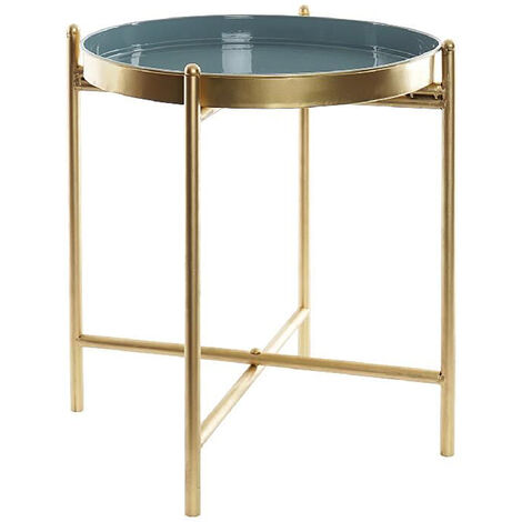 Table d'appoint ronde en métal coloris doré - diamètre 33 x hauteur 40 cm -PEGANE-