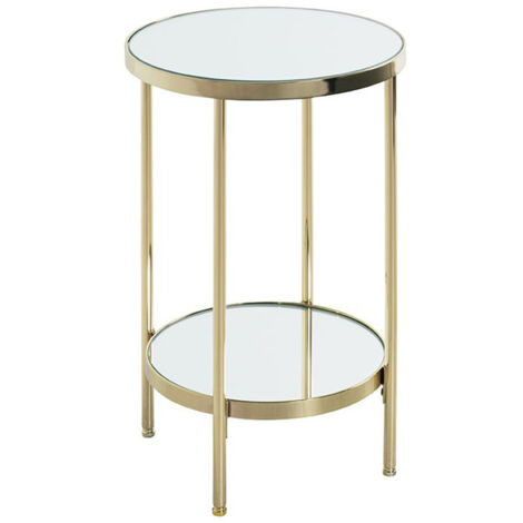 Table d'appoint ronde en métal coloris doré et verre -diamètre 29 x hauteur 46 cm