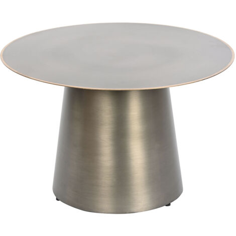 Table d'appoint ronde en métal coloris doré, gris foncé - diamètre 60 x Hauteur 37cm