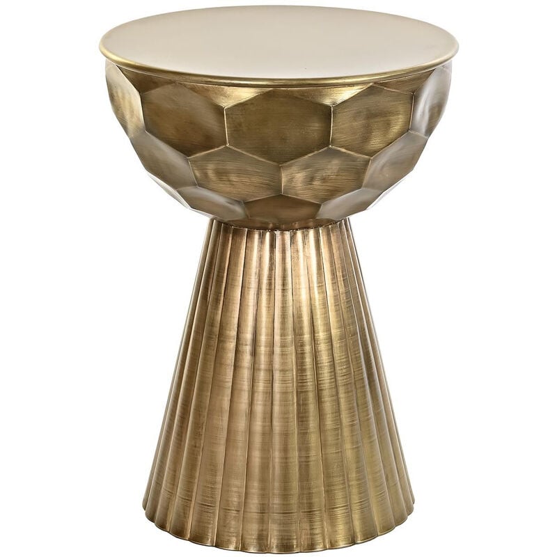 Table d'appoint ronde en métal coloris doré - diamètre 39 x hauteur 54 cm Pegane