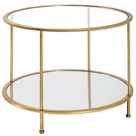 Table d'Appoint Ronde en Verre "Alizée" 60cm Or