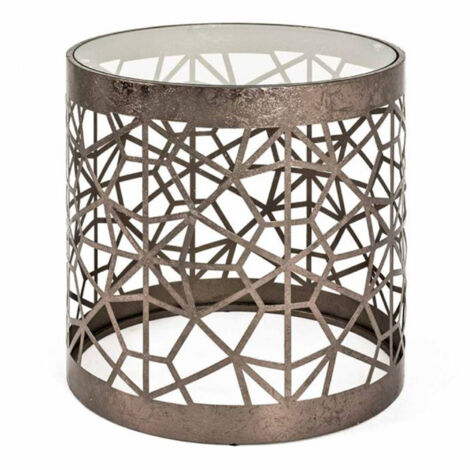 Table d'Appoint Ronde en Verre "Nila" 50cm Bronze