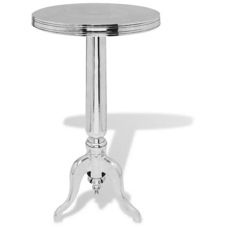 Table d'appoint ronde métal argenté Diam