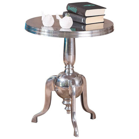 Table d'appoint ronde métal argenté Nemo D 50 cm