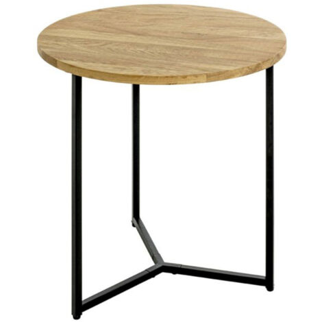 Table d'Appoint Ronde "Pika" 52cm Chêne & Noir
