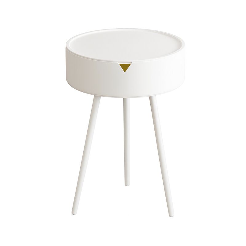 Table d'Appoint Ronde Rangement Intégré Bout de Canapé, Table de Chevet ou Table Basse H 54 cm x D 40 cm Blanc - Livraison gratuite