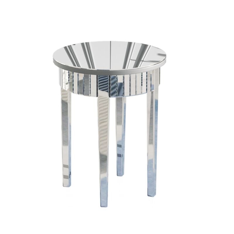 Table d'Appoint Ronde Salon 45x45x60cm Guéridon en Miroir Bout de Canapé en Verre Petit Meuble de Chevet pour Chambre Bureau
