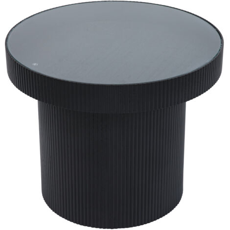 Table d'appoint ronde SVITA MIGUEL avec plateau en verre petite table basse ronde noir