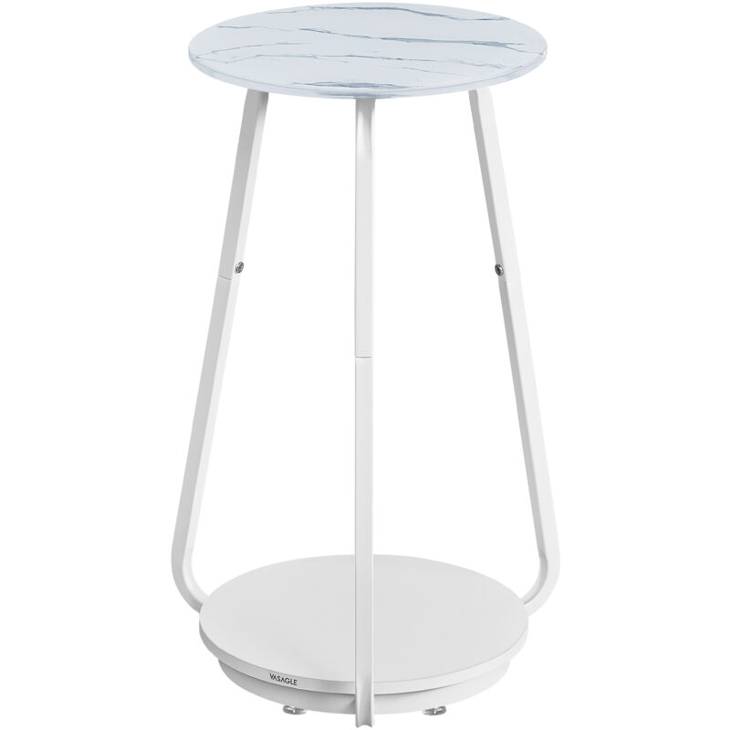Vasagle - Table d'Appoint Ronde, Table de Chevet à 2 Niveaux, Guéridon avec Plateau en Verre et Étagère en Panneau d'aggloméré, pour Salon, Petits