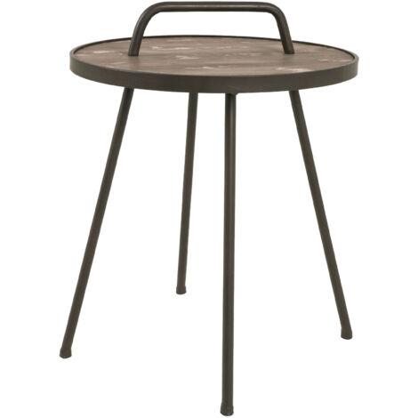 Table d'appoint ronde vintage 50x65 cm marron
