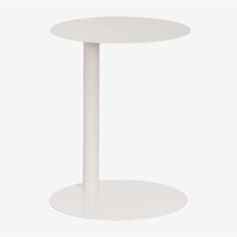 Sklum - Table d'appoint ronde Ø40 cm en acier inoxydable Yannik Blanc Gardenia