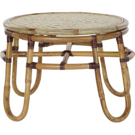 Table d'appoint rotin pour intérieur harmonieux et cosy - Beige naturel tressé