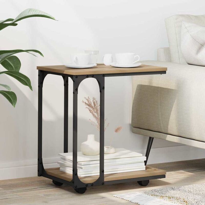 vidaXL Table d'appoint avec étagère Chêne artisanal 50 x 35 x 55,5 cm