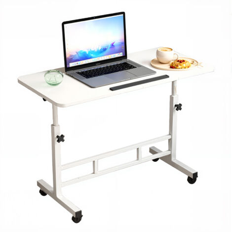 Table d’appoint roulante pour bureau, Hauteur réglable, pivotant 180°, pliable