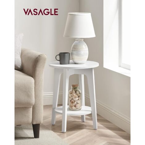 Table d'Appoint Salon, avec Étagère du Bas, pour Petits Espaces, avec Étagère du Bas, Style Moderne, Blanc  par