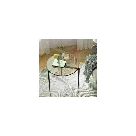 Table d'Appoint Salon: Bout de Canapé Ronde en Verre Trempé Table de Chevet Cadre en Métal Guéridon Design Moderne pour Chambre Cuisine Bureau 50x50x50cm
