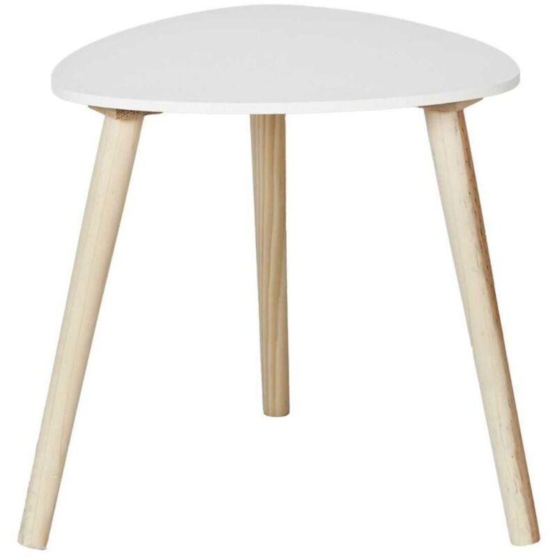 Table d'Appoint Scandinave "Shelly" 38cm Blanc & Naturel
