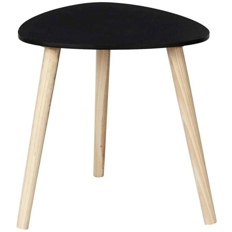 Table d'Appoint Scandinave "Shelly" 38cm Noir & Naturel Table d'Appoint Scandinave "Shelly" 38cm Noir & Naturel