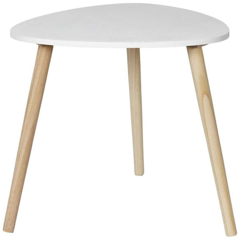 Table d'Appoint Scandinave "Shelly" 48cm Blanc & Naturel