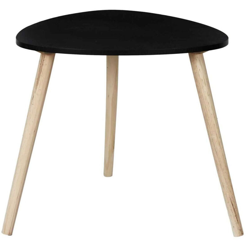 Table d'Appoint Scandinave "Shelly" 48cm Noir & Naturel