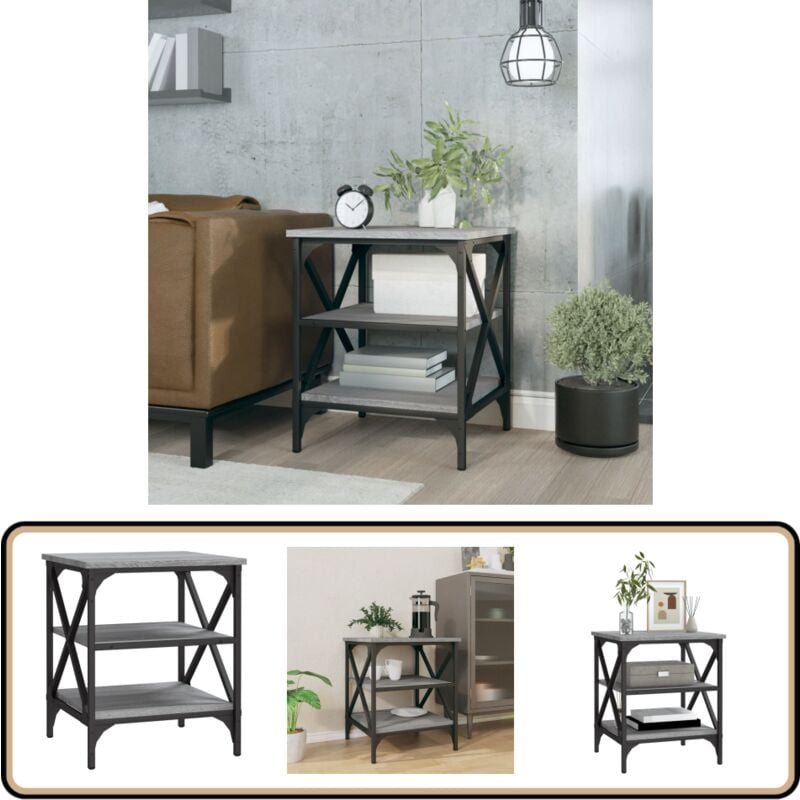 Table d'appoint Sonoma gris 40x42x50 cm Bois d'ingénierie - Table D'appoint - Table Basse - Meuble Industriel - Table Design - Rangement Intérieur
