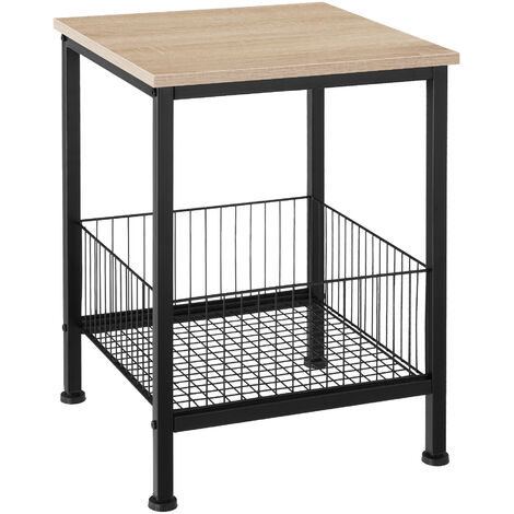 Table d'appoint Style industriel 40 x 55,5 cm bois clair