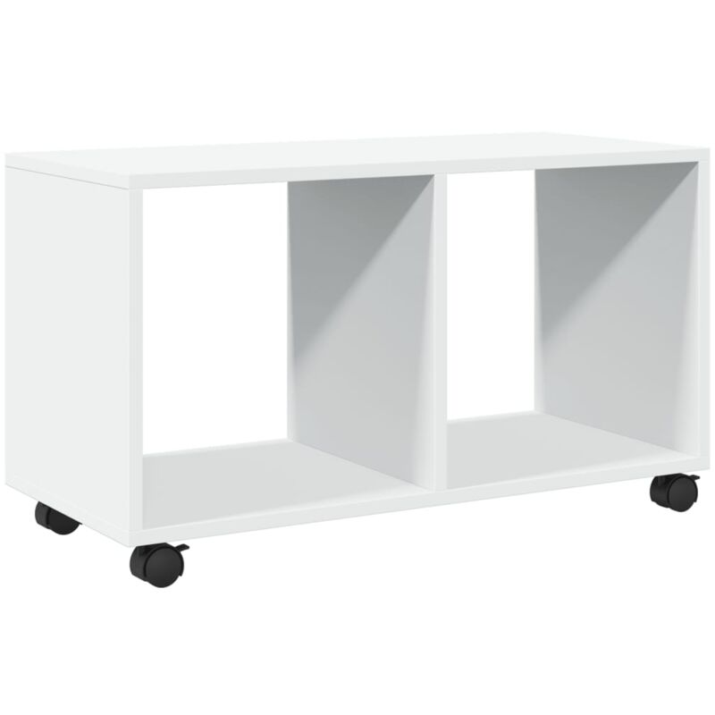 Décoshop26 - Table d'appoint sur roulettes avec espace de rangement 72 x 33 x 42,5 cm bois d'ingénierie blanc DEC031383 Décoshop26 - Table d'appoint sur roulettes avec espace de rangement 72 x 33 x 42,5 cm bois d'ingénierie blanc DEC031383