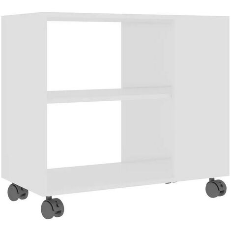 Table d'appoint sur roulettes bois blanc Salem