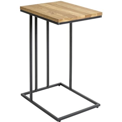 Table d'appoint Table à café bout de canapé coloris chêne/noir - Longueur 35 x Hauteur 68 x Profondeur 46cm