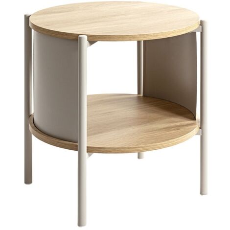 Table d'appoint Table basse coloris Chêne/gris - Diamètre 44 x Hauteur 44 cm