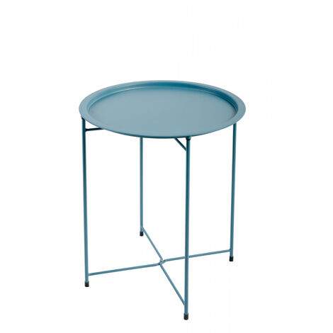 Table D'appoint, Table Basse Pliante Bleu De Jardin En Acier Epoxy 46X52CM- Meuble de jardin - Bleu