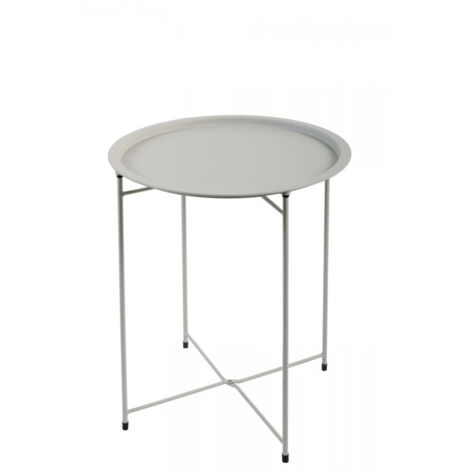 ESSENCIEL GREEN Table D'appoint, Table Basse Pliante Gris De Jardin Gris En Acier Epoxy 46X52CM- Meuble de jardin