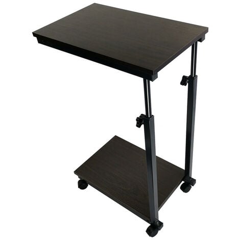Table d'appoint Table Basse réglable en Hauteur Table de Chevet avec des rôles Aspect Noyer - KKTONER