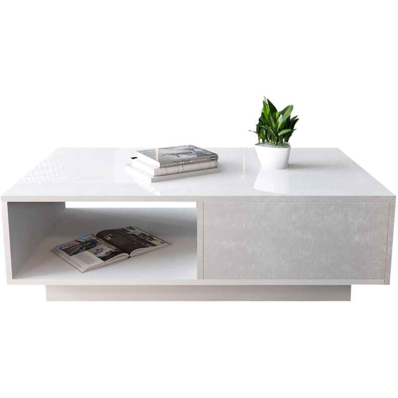 Rapanda - Table d'appoint Table basse Table basse moderne Table à thé robuste Table de salon avec étagère pratique Tiroir Élégant Très durable 95 x