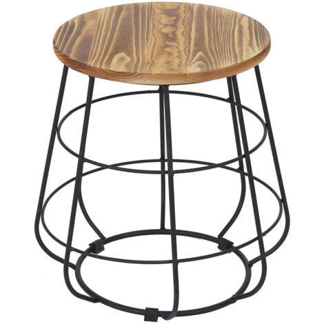Table d'appoint table de chevet tabouret en bois design industriel Ø35cm MDJ04119