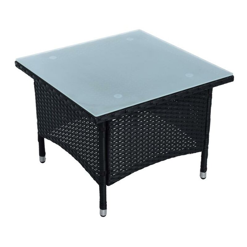 Estexo - Table de jardin en polyrotin avec plateau en verre 58 x 58 x 45 cm noir