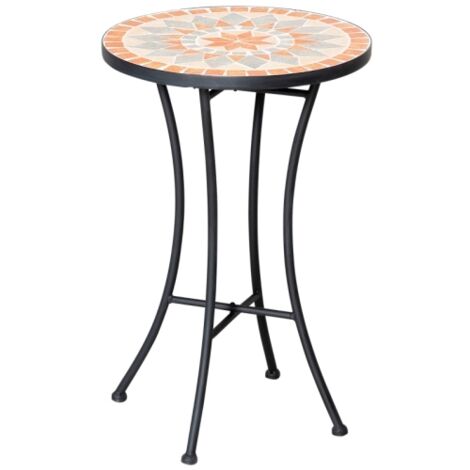 Table d'appoint, table de jardin, tabouret de jardin, ronde, Ø 35,5 cm, résistante aux intempéries, pour jardin, terrasse, balcon, jaune et gris