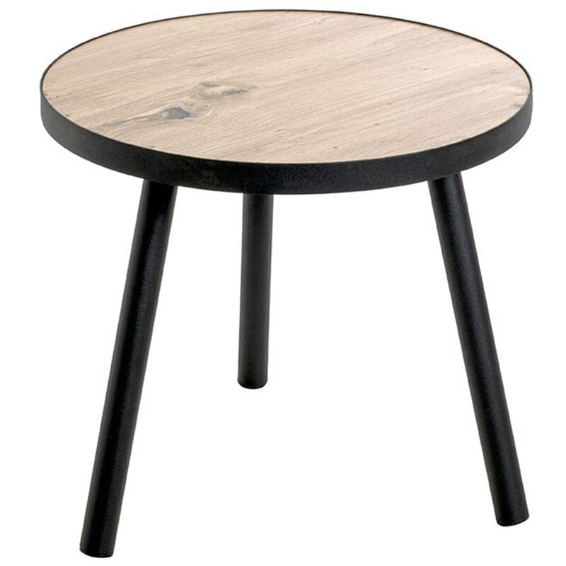 Pegane - Table d'appoint, table de salon en bois coloris chêne et métal noir - diamètre 40 x hauteur 37 cm Pegane - Table d'appoint, table de salon en bois coloris chêne et métal noir - diamètre 40 x hauteur 37 cm
