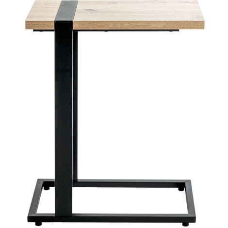 Table d'appoint, table de salon en bois coloris chêne et métal noir - longueur 24 x profondeur 49 x hauteur 64 cm