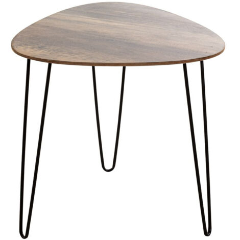 Table d'appoint, Table de salon en bois coloris chêne et métal noir -longueur 48 x profondeur 48 x hauteur 48 cm