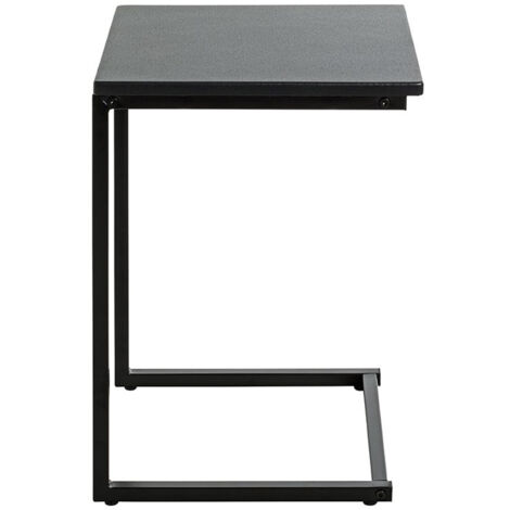 Table d'appoint, Table de salon en métal et bois coloris noir - longueur 33 x profondeur 35 x hauteur 60 cm