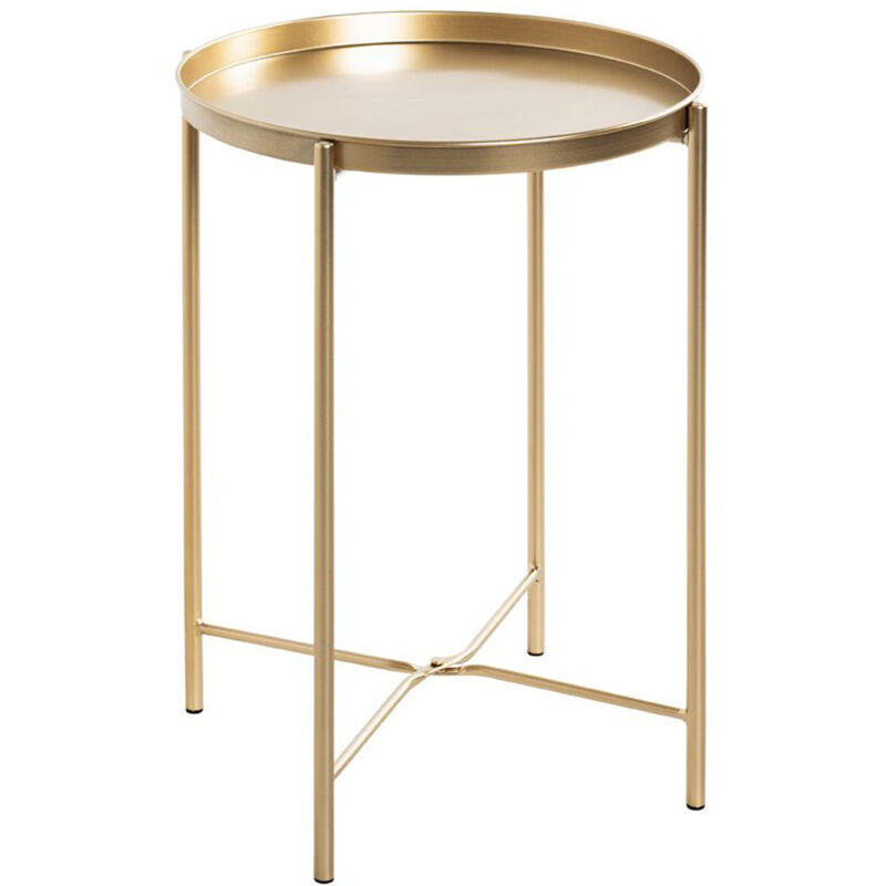 Pegane - Table d'appoint, Table de salon ronde en métal coloris doré - diamètre 39 x hauteur 50 cm Pegane - Table d'appoint, Table de salon ronde en métal coloris doré - diamètre 39 x hauteur 50 cm
