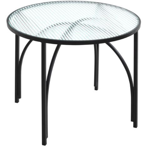 Table d'appoint, table de salon ronde en verre trempé, pieds en métal noir - diamètre 50 x hauteur 40 cm