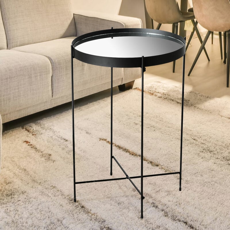 etc-shop - table d'appoint table de salon table décorative table basse décoration étagère support plante fer noir hauteur 43cm