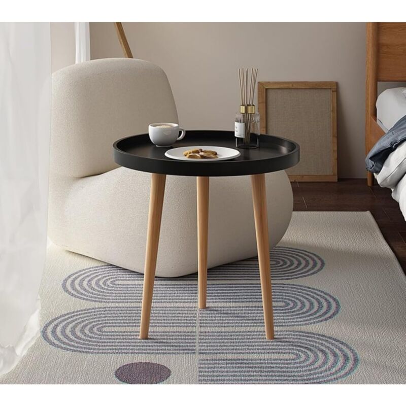 Ugreat - Table d'appoint, table ronde, diamètre 15,7 pouces (40 cm), hauteur 17,3 pouces (44 cm), trépied rond, bois naturel, vivre seul, table à