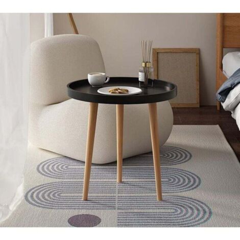 Table d'appoint, table ronde, diamètre 15,7 pouces (40 cm), hauteur 17,3 pouces (44 cm), trépied rond, bois naturel, vivre seul, table à manger, chambre, canapé, chevet, élégant