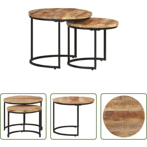 Table d'appoint -  Tables gigognes 2 pcs Bois de manguier brut