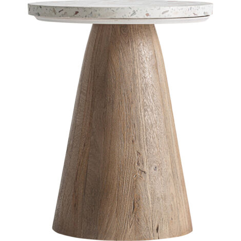 Table d'appoint terrazzo blanc et bois style nordique élégant